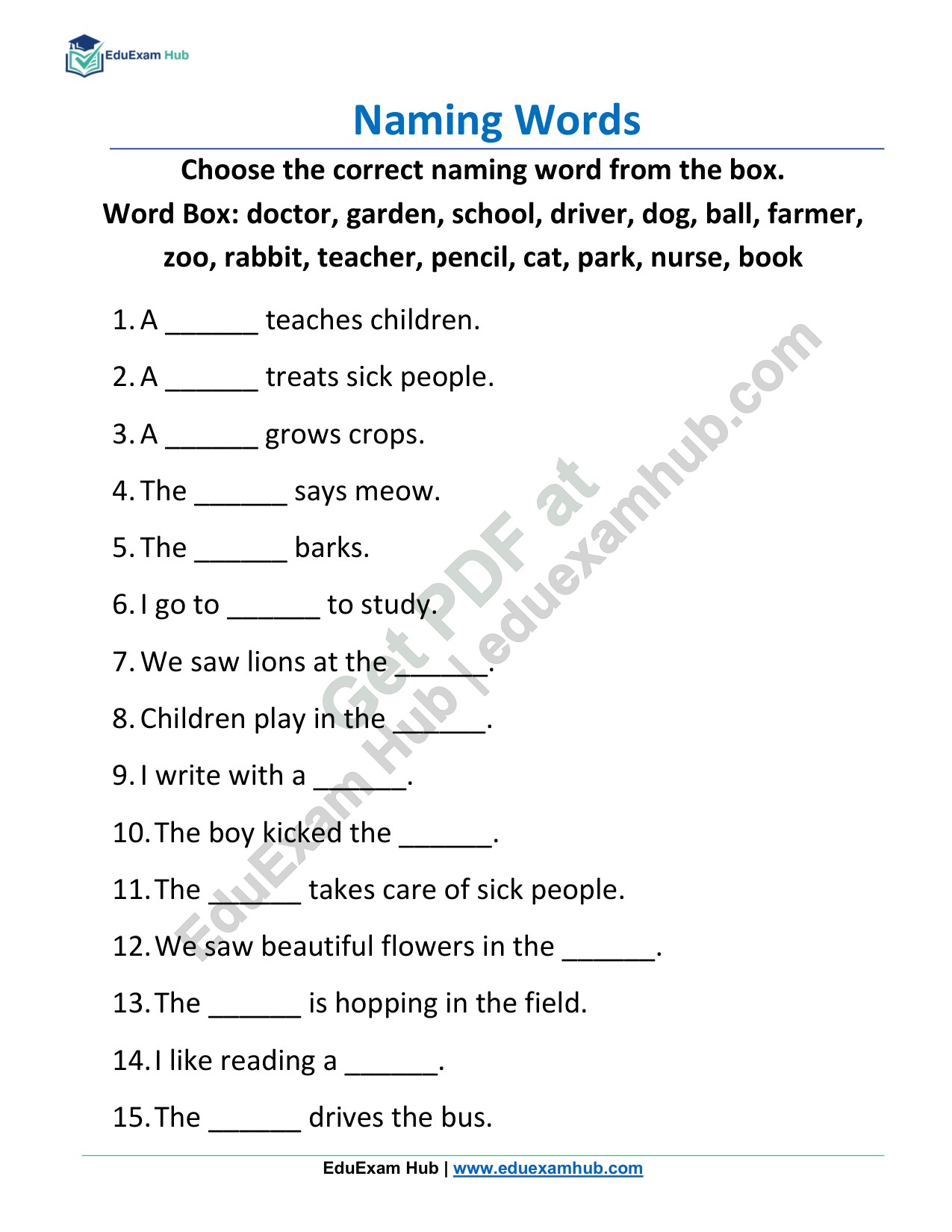 class 2 naming words fill in the blanks with nouns class 2 naming words fill in the blanks with nouns