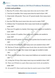 class 2 number bonds word problems worksheet 1