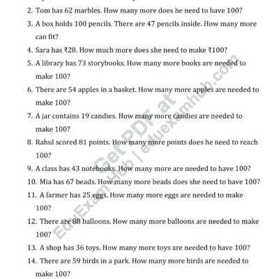 class 2 number bonds word problems worksheet 1