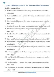 class 2 number bonds word problems worksheet 2