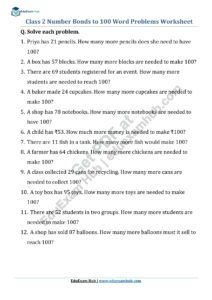class 2 number bonds word problems worksheet 3