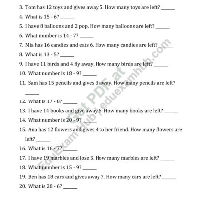 class 2 subtraction math riddles worksheet